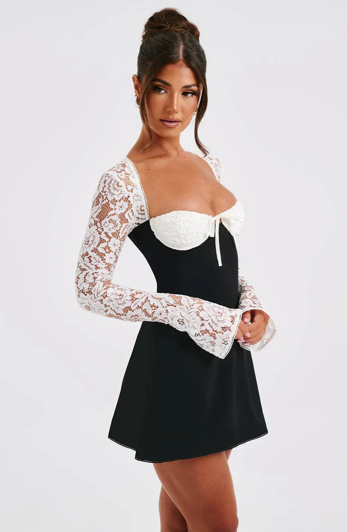 Dresses | Women’s Lace Long Sleeve Sweetheart Neck Mini Dress