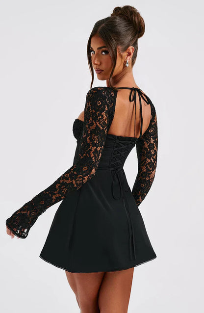 Dresses | Women’s Lace Long Sleeve Sweetheart Neck Mini Dress