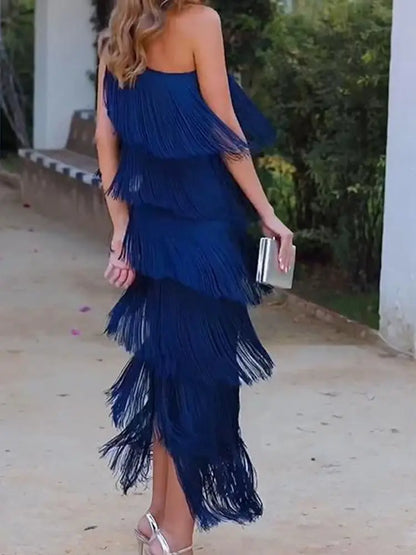 Dresses | Women’s Fringe Layered Sleeveless Party Dress