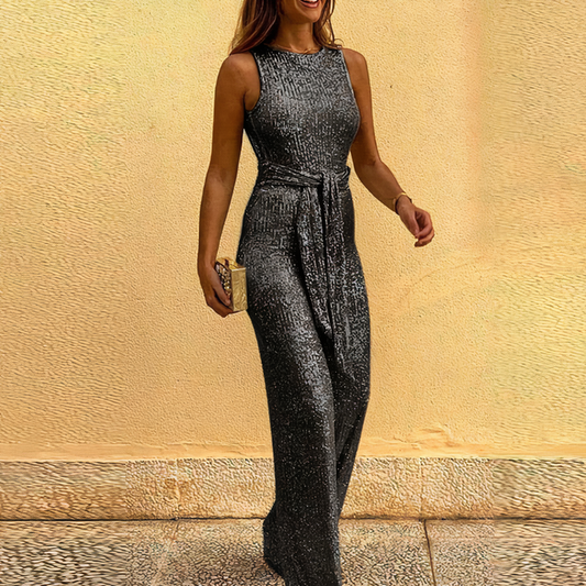 Jumpsuits | Women’s Sleeveless Glitter Jumpsuit with Open Back
