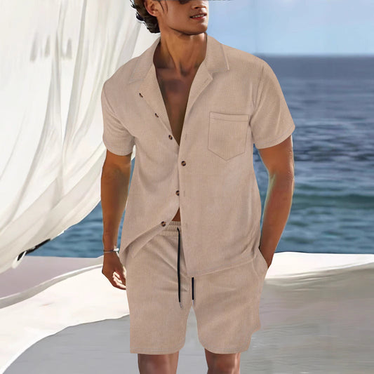 Sets | Men’s Short Sleeve Button-Up Shirt and Shorts Two-Piece Set