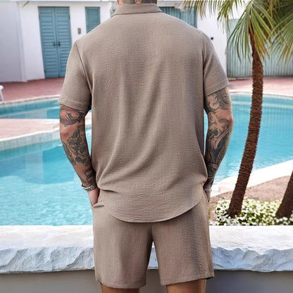 Sets | Men’s Cotton Henley Shirt and Shorts Set