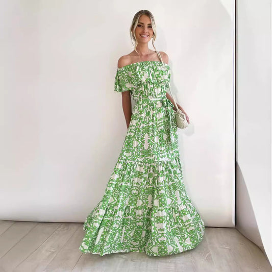 Dresses | Women’s Off-Shoulder Maxi Dress with Ruffle Neckline