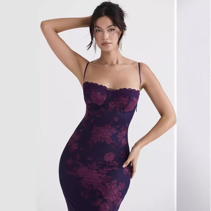 Dresses | Women’s Slim Fit Floral Print Long Dress