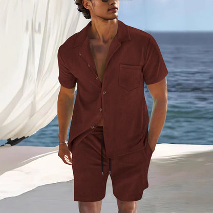Sets | Men’s Short Sleeve Button-Up Shirt and Shorts Two-Piece Set