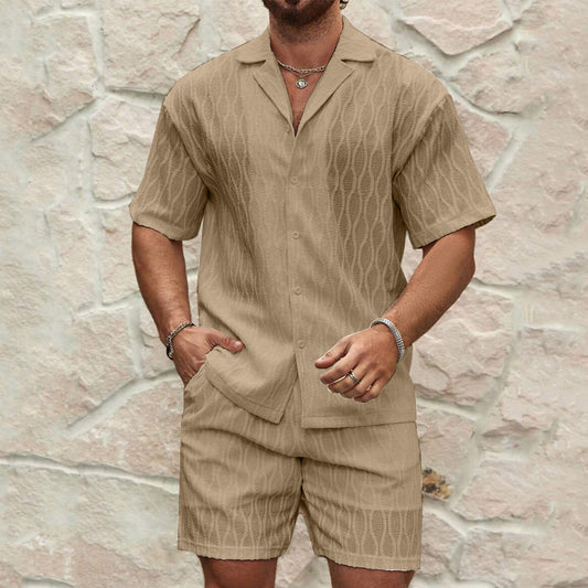 Sets | Men’s Two-Piece Set – Button-Up Shirt and Shorts