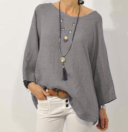 Tops | Women’s Relaxed Fit Top with 3/4 Raglan Sleeves and Asymmetrical Hem