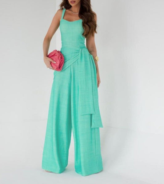 Jumpsuits | Women’s Wide-Leg Sleeveless Jumpsuit with Flowing Overlay