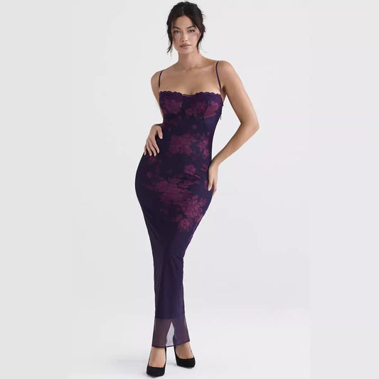 Dresses | Women’s Slim Fit Floral Print Long Dress