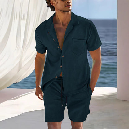 Sets | Men’s Short Sleeve Button-Up Shirt and Shorts Two-Piece Set