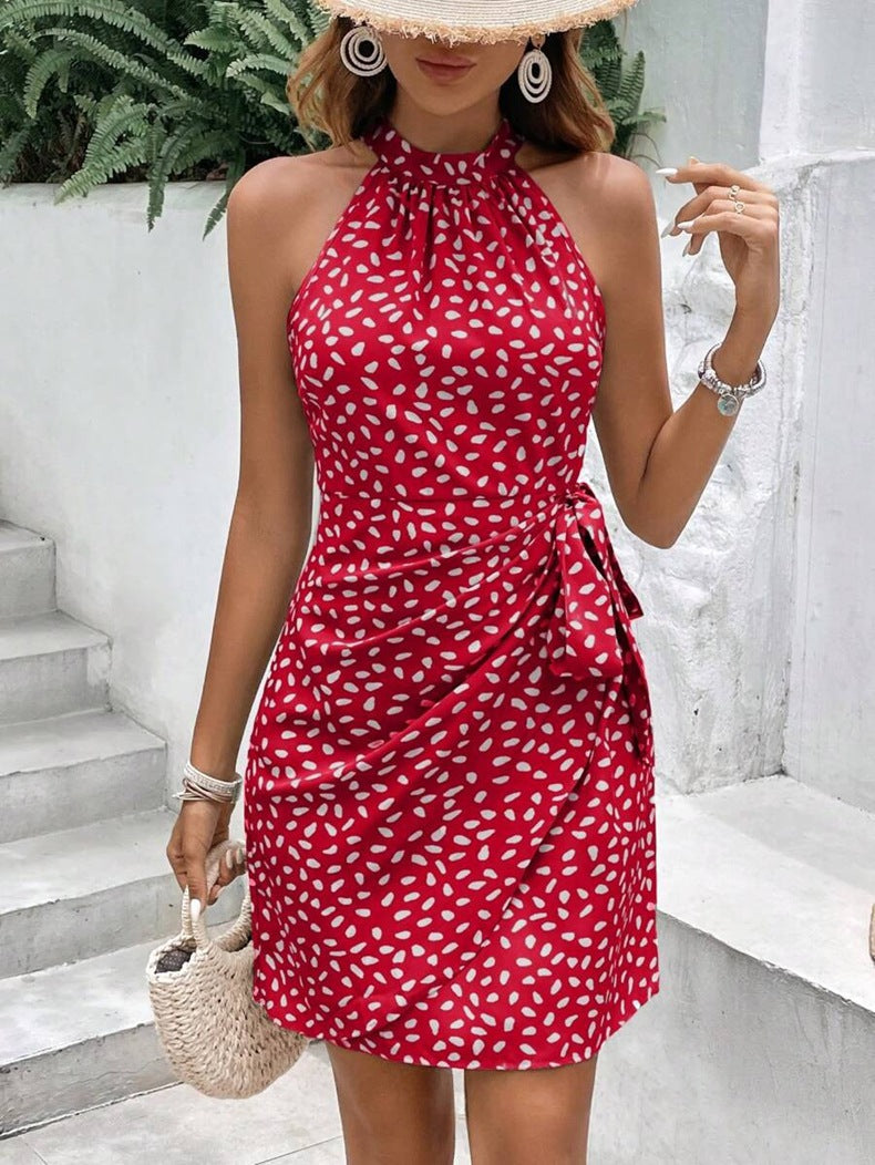 Dresses | Women’s Sleeveless Halter Neck Dress with Tie Waist