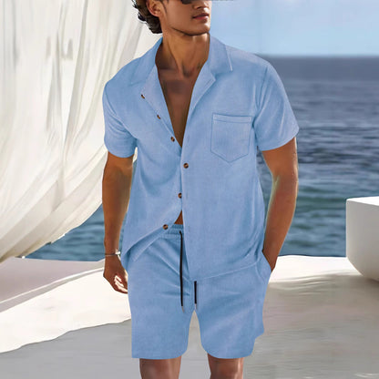 Sets | Men’s Short Sleeve Button-Up Shirt and Shorts Two-Piece Set