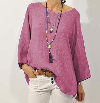 Tops | Women’s Relaxed Fit Top with 3/4 Raglan Sleeves and Asymmetrical Hem