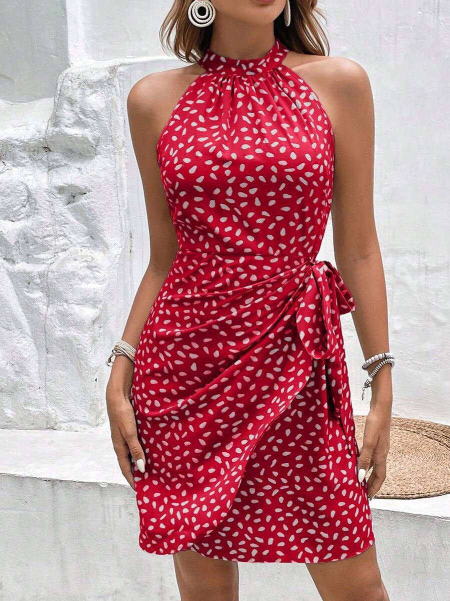 Dresses | Women’s Sleeveless Halter Neck Dress with Tie Waist