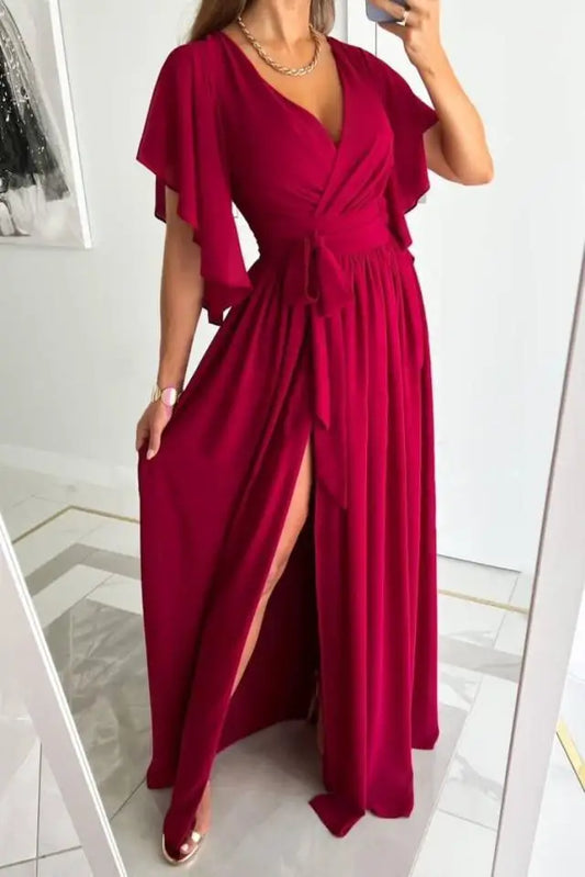 Dresses | Women’s Elegant Wrap V-Neck Maxi Dress with Slit