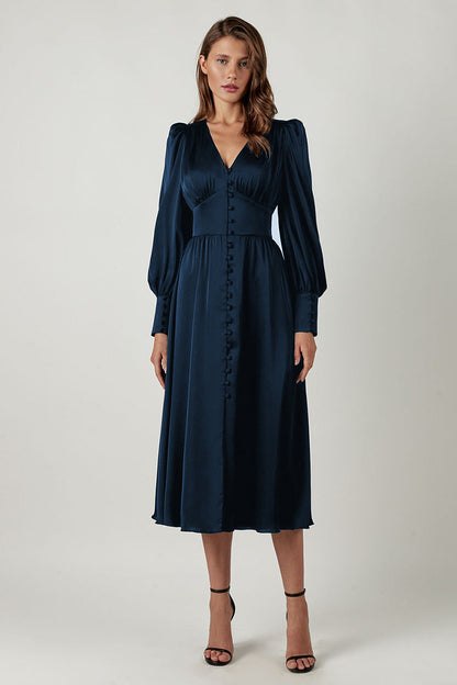 Dress | Elegant Satin Dress with Flowy Silhouette