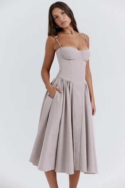 Dress | Strapless Sweetheart Neckline Midi Dress