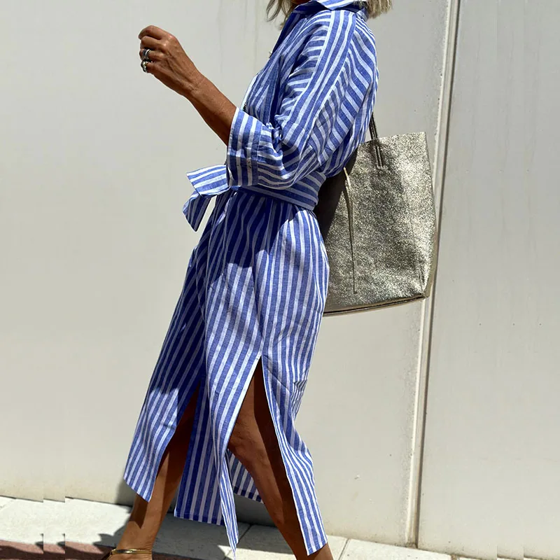 Dress | Striped Cotton Shirt Dress