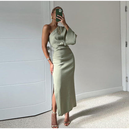 Dresses | Women’s One-Shoulder Satin Midi Dress