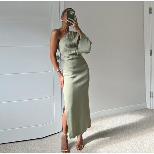 Dresses | Women’s One-Shoulder Satin Midi Dress
