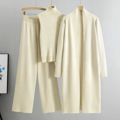 Three-Piece Set | Cozy Sweater, Pants, and Cardigan