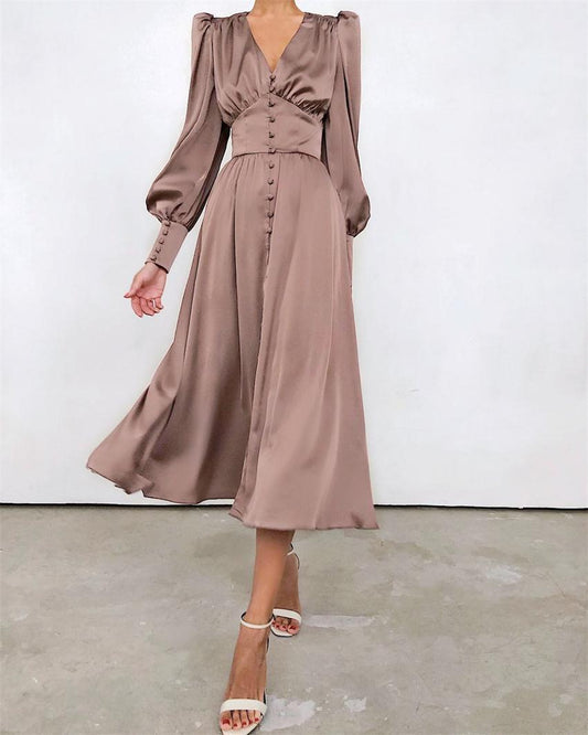 Dress | Elegant Satin Dress with Flowy Silhouette