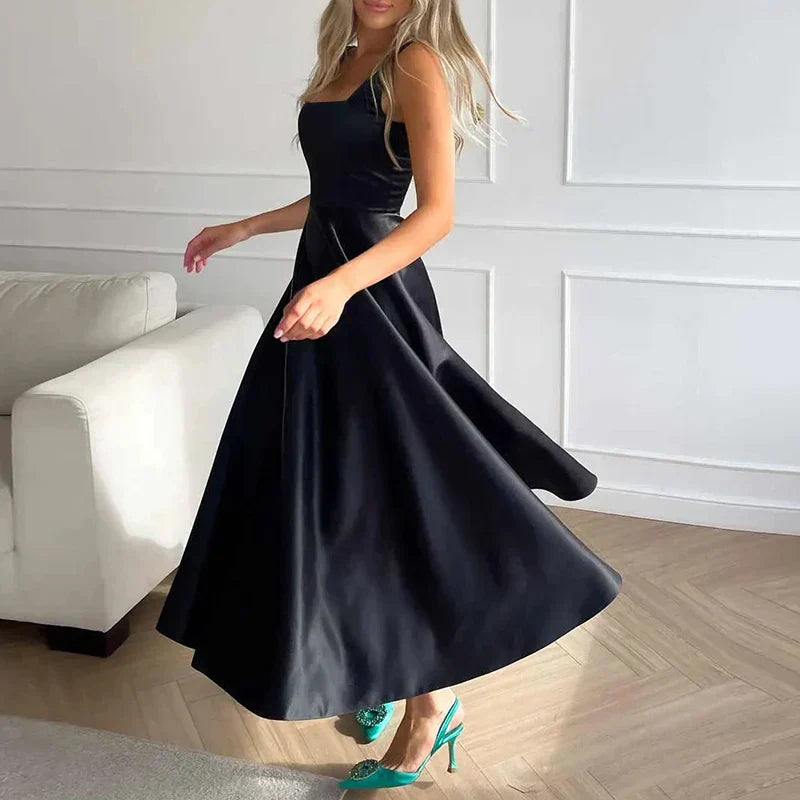 Dresses | Women’s Satin Spaghetti Strap A-Line Midi Dress