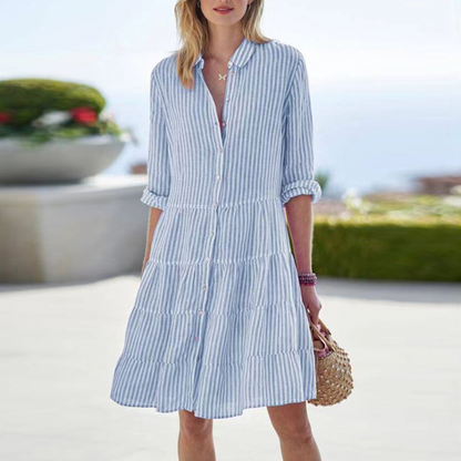 Dresses | Women’s Casual Striped Button-Down Mini Dress