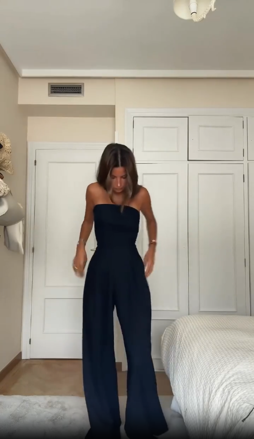 Jumpsuits | Women’s Strapless Wide-Leg Elegant Jumpsuit