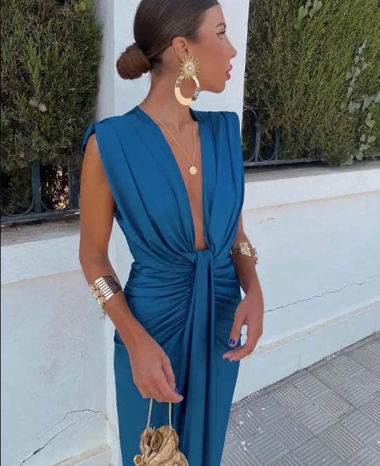 Dress | Deep V-Neckline with Figure-Hugging Fit