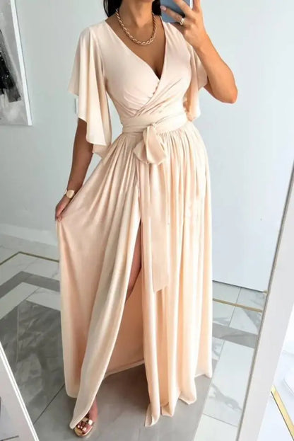 Dresses | Women’s Elegant Wrap V-Neck Maxi Dress with Slit