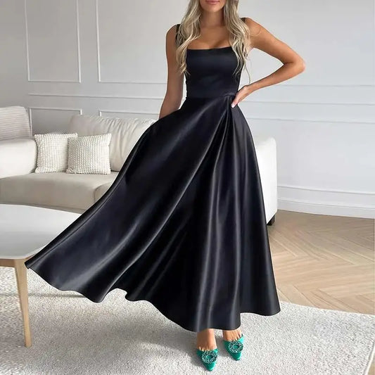 Dresses | Women’s Satin Spaghetti Strap A-Line Midi Dress