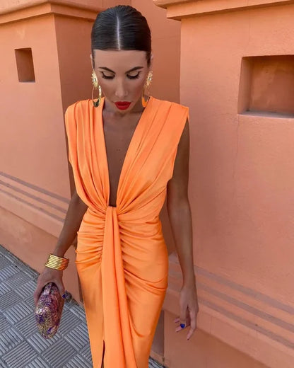 Dress | Deep V-Neckline with Figure-Hugging Fit