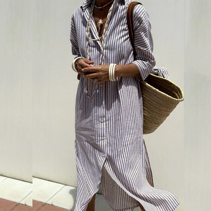 Dress | Striped Cotton Shirt Dress