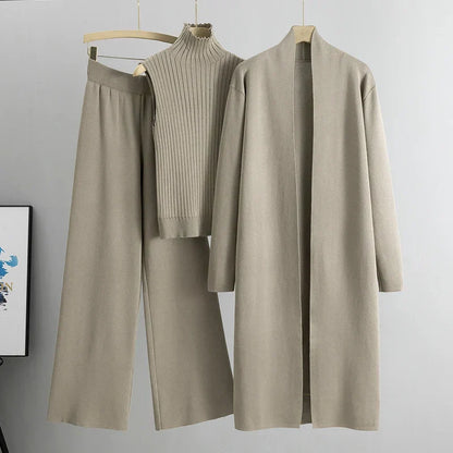 Three-Piece Set | Cozy Sweater, Pants, and Cardigan
