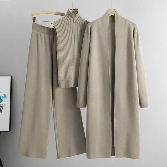 Three-Piece Set | Cozy Sweater, Pants, and Cardigan