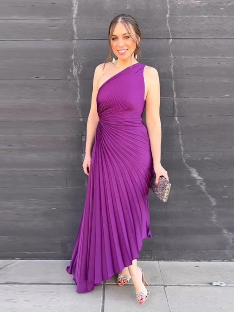 Dresses | Women’s One-Shoulder Flowing Maxi Dress