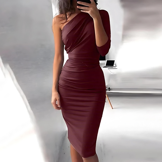 Dresses | Women’s One-Shoulder Ruched Bodycon Midi Dress