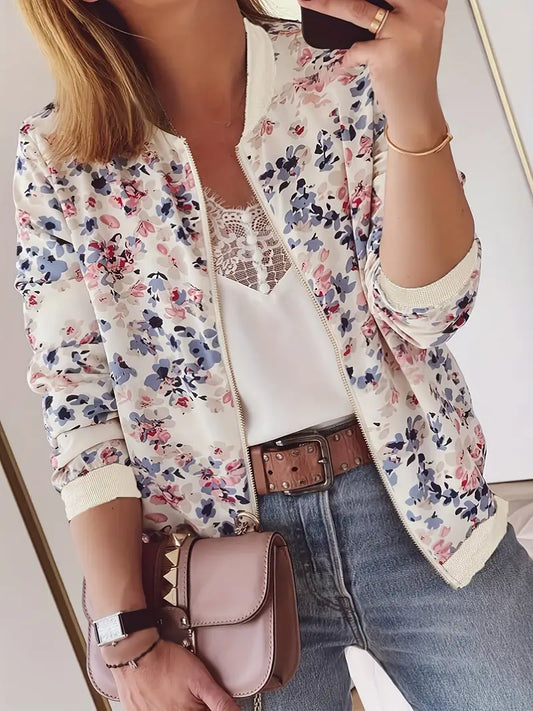 Jackets | Women’s Floral Lightweight Zip-Up Bomber Jacket