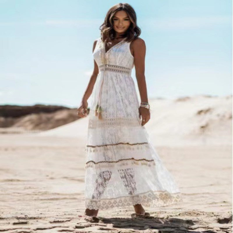 Dresses | Women’s Lace Bohemian Backless Maxi Dress