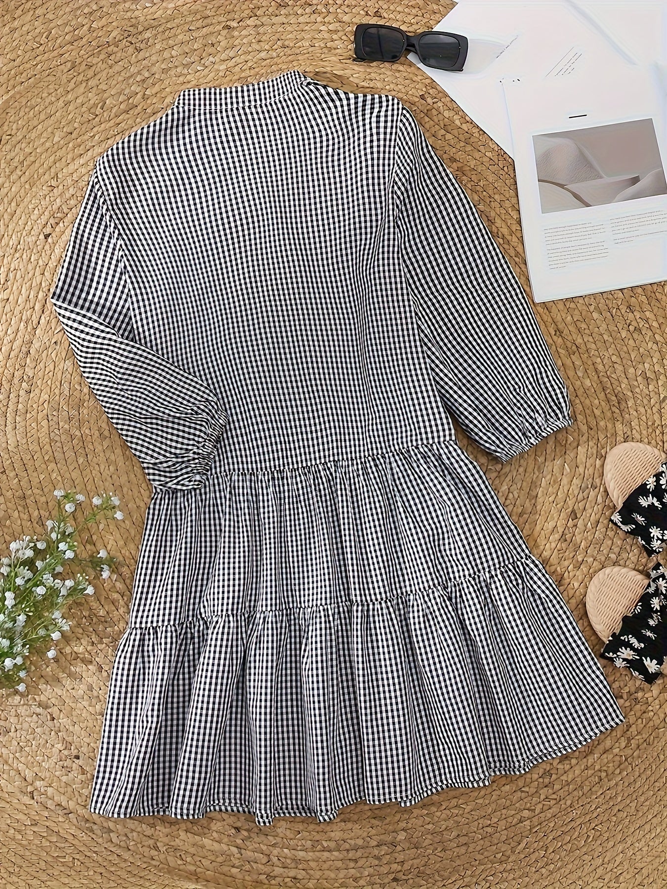 Dresses | Women’s Gingham Checkered Button-Down Mini Dress