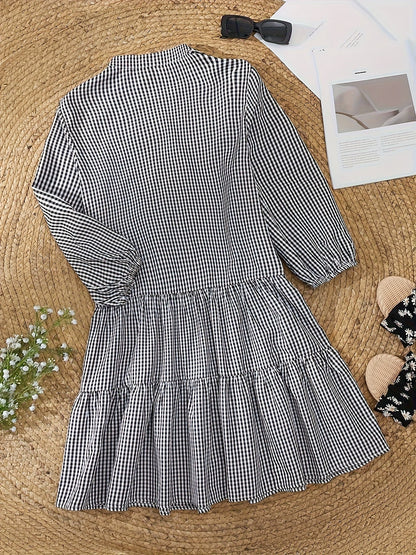 Dresses | Women’s Gingham Checkered Button-Down Mini Dress