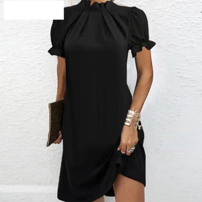Dresses | Women’s High Neck Ruffle Sleeve Shift Mini Dress