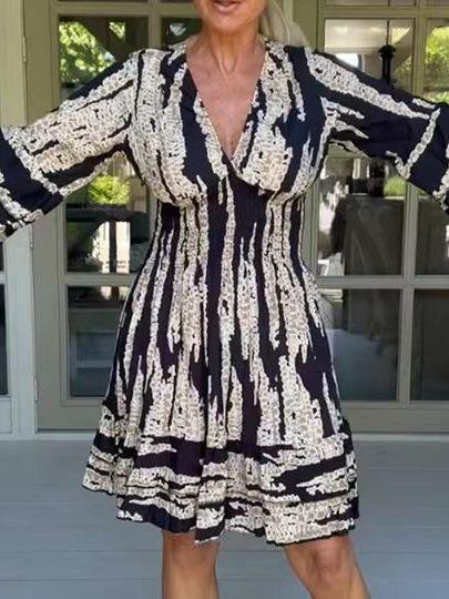 Dresses | Women’s Boho Tie-Dye Printed V-Neck Mini Dress