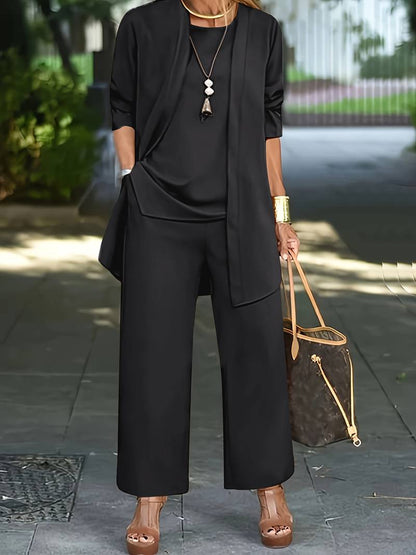 Sets | Women’s Solid Color Relaxed Fit Two-Piece Pant Set