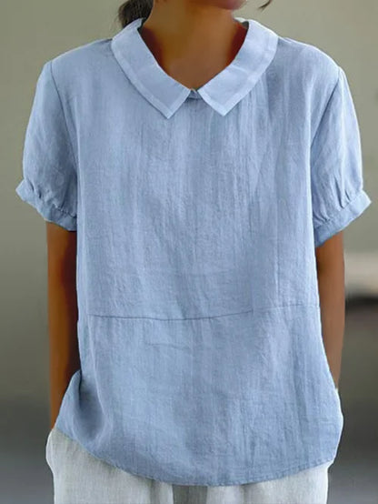 Top | Linen Blend Peter Pan Collar Blouse