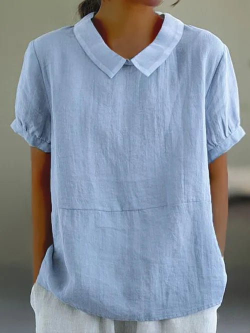 Top | Linen Blend Peter Pan Collar Blouse