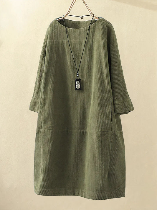 Dress | Relaxed Corduroy Tunic Dress with Soft Texture