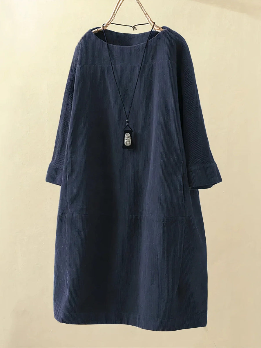 Dress | Relaxed Corduroy Tunic Dress with Soft Texture