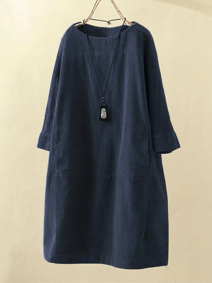 Dress | Relaxed Corduroy Tunic Dress with Soft Texture